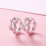 925 Silver Infinity CZ Circle Small Huggie Hoop Earrings Girls