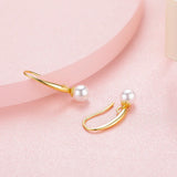 925 Silver Round Faux Pearl Drop Earrings