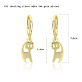 925 Silver Cat Charm Dangle Earrings for Women Girls Kids Jewelry