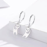 925 Silver Cat Charm Dangle Earrings for Women Girls Kids Jewelry