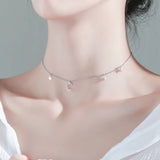 925 Silver Star Necklace Moon Pendant Jewelry Birthday Gift