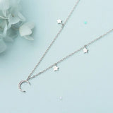 925 Silver Star Necklace Moon Pendant Jewelry Birthday Gift