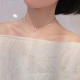 925 Silver Star Necklace Moon Pendant Jewelry Birthday Gift
