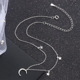 925 Silver Star Necklace Moon Pendant Jewelry Birthday Gift