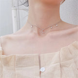 925 Silver Star Necklace Moon Pendant Jewelry Birthday Gift