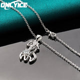925 Silver Necklace 16-30 Inch Zircon Two Giraffes Pendant Jewelry
