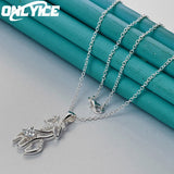 925 Silver Necklace 16-30 Inch Zircon Two Giraffes Pendant Jewelry