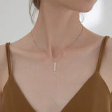 925 Silver Necklace Geometric Zircon Tassel Chain Women Jewelry Gift