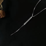 925 Silver Necklace Geometric Zircon Tassel Chain Women Jewelry Gift