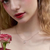 925 Silver Necklace Heart Diamond Love Hollow Clavicle Chain Birthday Gift