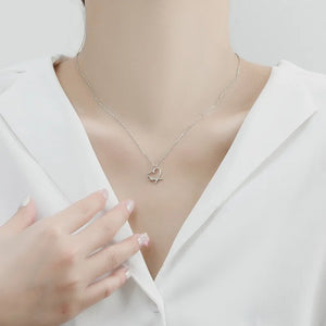925 Silver Necklace Heart Diamond Love Hollow Clavicle Chain Birthday Gift