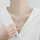 925 Silver Necklace Heart Diamond Love Hollow Clavicle Chain Birthday Gift