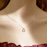 925 Silver Necklace Heart Diamond Love Hollow Clavicle Chain Birthday Gift