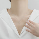 925 Silver Necklace Heart Diamond Love Hollow Clavicle Chain Birthday Gift