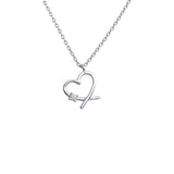 925 Silver Necklace Heart Diamond Love Hollow Clavicle Chain Birthday Gift