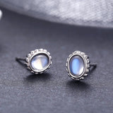 925 Silver Moonstone Stud Earrings High Clarity for Women Girls