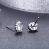 925 Silver Moonstone Stud Earrings High Clarity for Women Girls