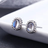 925 Silver Moonstone Stud Earrings High Clarity for Women Girls