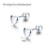 925 Silver Peach Heart Stud Earrings for Women Girls