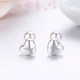 925 Silver Peach Heart Stud Earrings for Women Girls