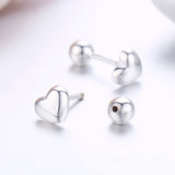925 Silver Peach Heart Stud Earrings for Women Girls