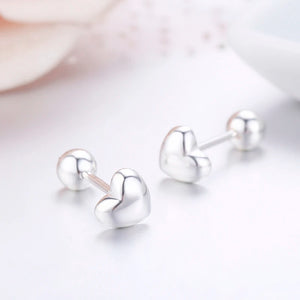 925 Silver Peach Heart Stud Earrings for Women Girls
