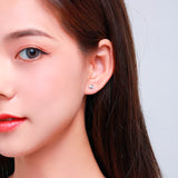 925 Silver Peach Heart Stud Earrings for Women Girls