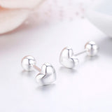 925 Silver Peach Heart Stud Earrings for Women Girls