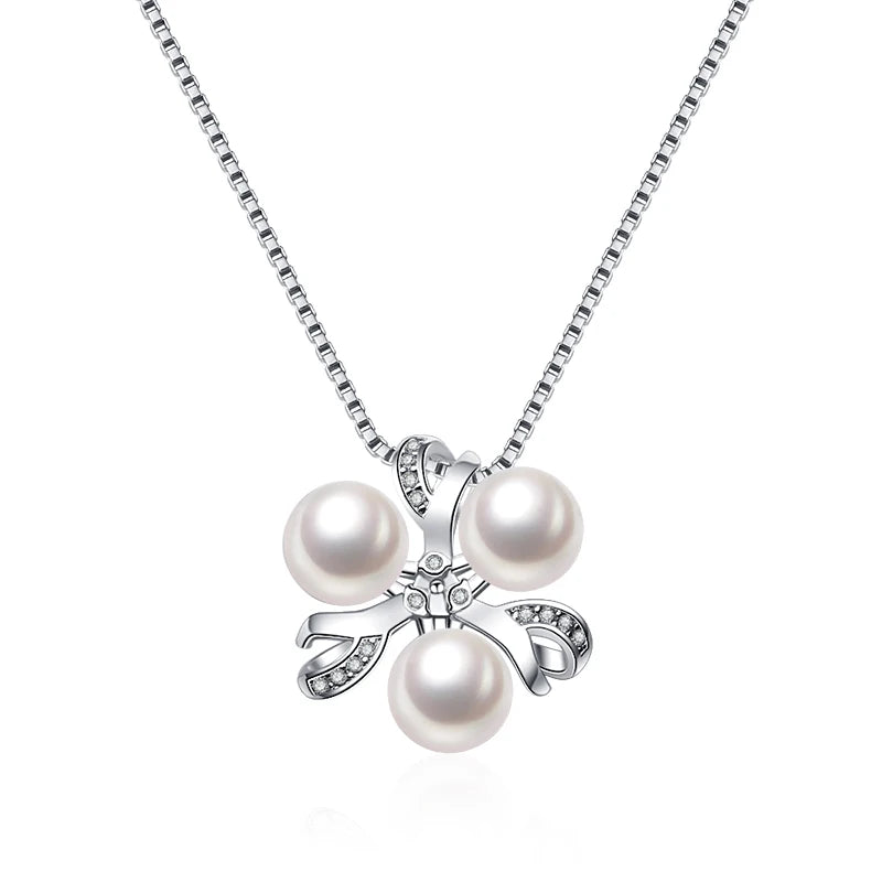 925 Silver Pearl Pendant for Women, Freshwater Pearl Necklace