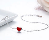 925 Silver Red Heart Charm Bracelet Cross Chain for Women Girls