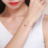 925 Silver Red Heart Charm Bracelet Cross Chain for Women Girls