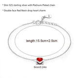 925 Silver Red Heart Charm Bracelet Cross Chain for Women Girls