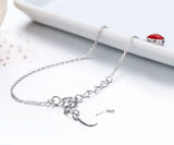 925 Silver Red Heart Charm Bracelet Cross Chain for Women Girls