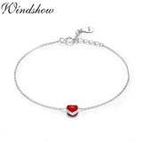 925 Silver Red Heart Charm Bracelet Cross Chain for Women Girls