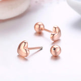 925 Silver Rose Peach Heart Stud Earrings for Girls