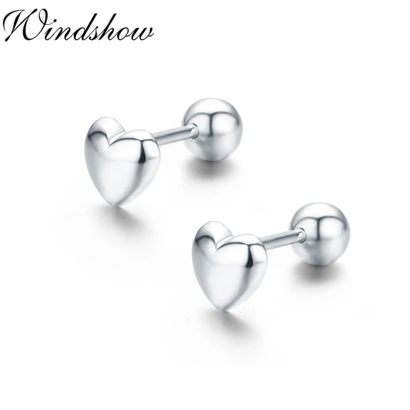 925 Silver Rose Peach Heart Stud Earrings for Girls
