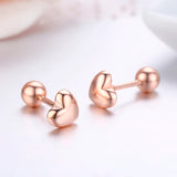 925 Silver Rose Peach Heart Stud Earrings for Girls