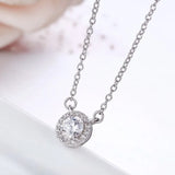 925 Silver CZ Charm Pendant Short Choker Necklace for Women Girls