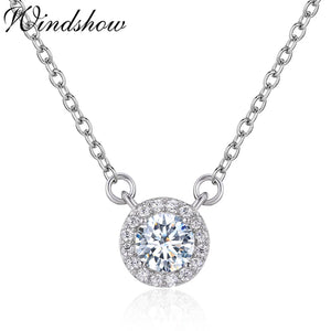 925 Silver CZ Charm Pendant Short Choker Necklace for Women Girls