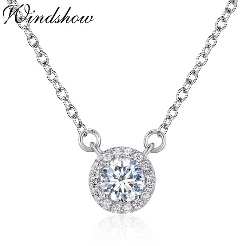 925 Silver CZ Charm Pendant Short Choker Necklace for Women Girls