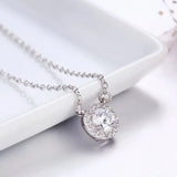 925 Silver CZ Charm Pendant Short Choker Necklace for Women Girls