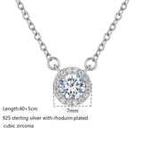 925 Silver CZ Charm Pendant Short Choker Necklace for Women Girls