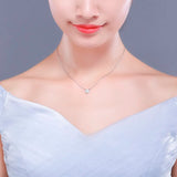 925 Silver CZ Charm Pendant Short Choker Necklace for Women Girls