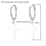 925 Silver Circle Loop Cross Drop Earrings For Women Girls Jewelry