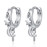 925 Silver Small Huggie Hoops Earrings Star Moon Wedding Party Jewelry