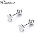 925 Silver Star Stud Earrings Screw Back
