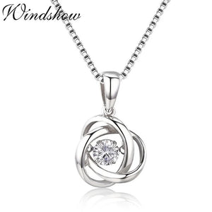 925 Silver CZ Cross Pendant Necklace Women Girls Jewelry Gift