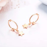 925 Silver Star Charms Hoops Earrings for Girls
