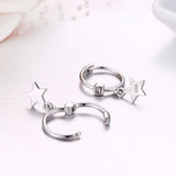 925 Silver Star Charms Hoops Earrings for Girls