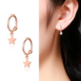 925 Silver Star Charms Hoops Earrings for Girls